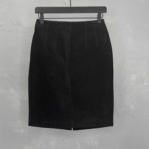 Vintage 1980s G-III Black Suede Leather Pencil Skirt Fits 26 Inch Waist